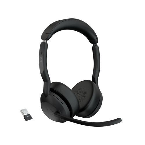 Гарнитура, Jabra, 25599-999-999, Jabra Evolve2 55, Link380a MS Stereo, Беспроводная, Bluetooth 5.2, защита органов слуха : Jabra SafeTone™ 2.0, PeakStop 105, -5°C to + 45°C, Спящий режим