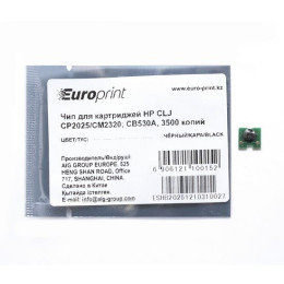 Чип, Europrint, CC530A, Чёрный, Для картриджей HP CLJ CP2025/CM2320, 3500 страниц.