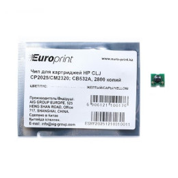 Чип, Europrint, CC532A, Жёлтый, Для картриджей HP CLJ CP2025/CM2320, 2800 страниц.