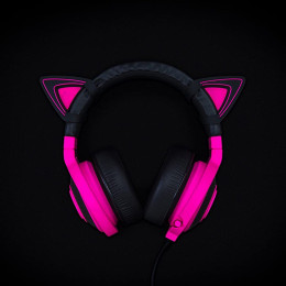 Накладные кошачьи ушки на гарнитуру, Razer, Kitty Ears for Kraken (Neon Purple), RC21-01140100-W3M1, Регулируемый дизайн для различных образов, Прочный и водонепроницаемый для беспроблемного использования, 20 гр, Неоново- фиолетовый