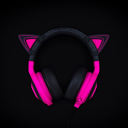 Накладные кошачьи ушки на гарнитуру, Razer, Kitty Ears for Kraken (Neon Purple), RC21-01140100-W3M1, Регулируемый дизайн для различных образов, Прочный и водонепроницаемый для беспроблемного использования, 20 гр, Неоново- фиолетовый