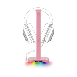 Подставка для наушников, Razer, Base Station V2 Chroma, RC21-01510200-R3M1, 2*USB 3.1, Razer Chroma RGB, Алюминиевая конструкция, Противоскользящая основа, Розовый