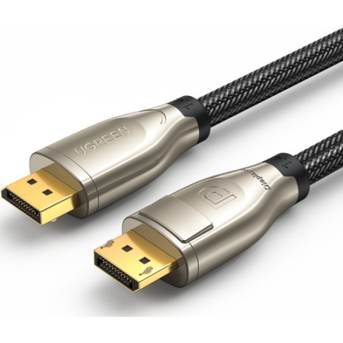 Кабель Ugreen DP112 1.4 DP M/M Round Cable Zinc Alloy Shell with Braided 2m (Black) 60843