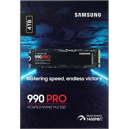 Твердотельный накопитель 4000Gb SSD Samsung 990 PRO M.2 PCIe 4.0 R7450Mb/s W6900MB/s MZ-V9P4T0BW