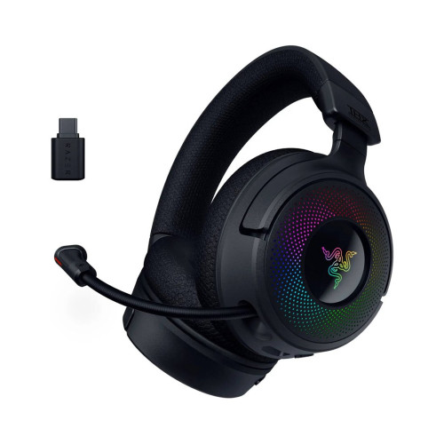 Гарнитура, Razer, Kraken V4, RZ04-05170100-R3M1, Игровая гарнитура, Микрофон выдвижной сверхширокополосный, Динамики 40 мм, 12–28 000 Гц, 98 дБ, Беспроводные, Чёрный