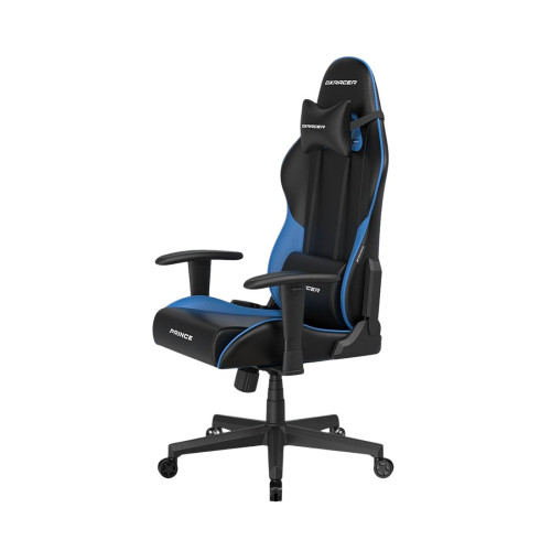 Игровое компьютерное кресло, DX Racer, GC/LPF24LTC/NB, Prince series, Рекомендуемый рост: до 180 см, Рекомендуемый вес: до 90 кг, Эко-кожа, Угол наклона до 135°, 2D подлокотники, Нейлоновая основа кресла, Механизм качания: топ-ган, Черно- синий