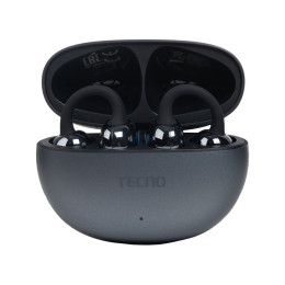 Беспроводные наушники, TECNO, FreeHear 1, OW01, 20 Гц - 20000 Гц, вес 39,9 г, 46 мАч (один наушник), 460 мАч (кейс), Bluetooth 5.4, Type-C, (Grey) Серый