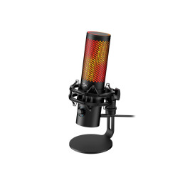 Микрофон, HyperX, 9A273AA, QuadCast 2 S, конденсаторный, стерео,192кГц/16 бит, 20Гц-20кГц, -80дБ, USB, RGB, 836 г., Чёрный