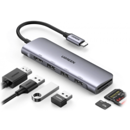 Адаптер Ugreen CM511 20956A Type C to HDMI +USB 3.0*3 + SD/TF  Converter