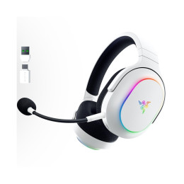 Гарнитура, Razer, Barracuda X Chroma, RZ04-05220200-R3M1, Игровая гарнитура, Динамики 40 мм, 7.1 Surround Sound, 20 – 20000 Гц, 96 дБ, 32 Ом, Микрофон однонаправленный съёмный, 100 – 10000 Гц, –42 дБ, Беспроводные, 2.4 ГГц / Bluetooth / USB, Белый