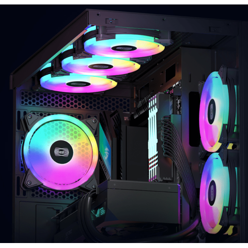 Вентилятор для корпуса PCCooler F3 T120 ARGB BK 3IN1 3x120mm 500-1800 ± 10% RPM Black в Комплекте 3 вентилятра.