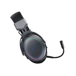 Гарнитура, Rapoo, VH800, Тип крепления: Дуговые, Микрофон, Беспроводные, Bluetooth 5.2, 2.4 GHz, RGB LED, Встроенная литиевая батарея, Время работы 17-466 часов, Игровые, Серый