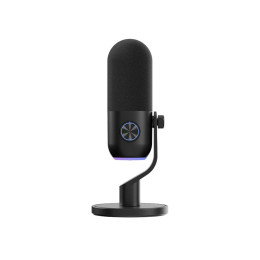 Микрофон, Streamplify, MIC MINI-48-RGB-ST-BK, Тип сенсора: Конденсаторный 16 мм (диаметр), Кардиоидный (направленный), USB 2.0, USB 3.0, 3,5 мм Jack, RGB, Кронштейн, Черный