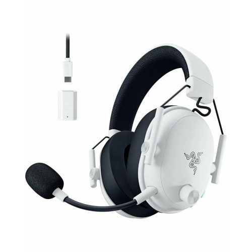 Гарнитура, Razer, BlackShark V3, RZ04-05410400-R3M1, Игровая гарнитура, Динамики 50 мм, THX Spatial Audio, 20 – 28000 Гц, 106 дБ, 32 Ом, Микрофон съёмный однонаправленный, 60 – 16000 Гц, –42 дБ, Беспроводные / Проводные, 2.4 ГГц / Bluetooth / USB, Белый