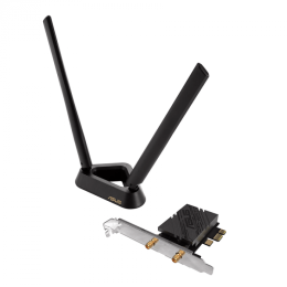Беспроводной адаптер ASUS PCE-BE92BT,BE9400,WiFi7 PCI-E,2 ext antennas,6GHz band,320MHz,Bluetooth 5.4,WPA3