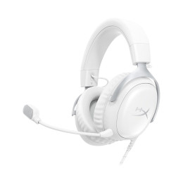 Гарнитура, HyperX, BS7C1AA, Cloud III - Gaming Headset (White), Микрофон съёмный гибкий, Динамики 53 мм, 150 мВт, 15-25000 гц, Блок управления звуком USB удлинитель, Белый