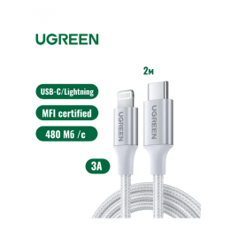 Кабель Ugreen US304 Lightning To Type-C 2.0 Male Cable 2M, 70525