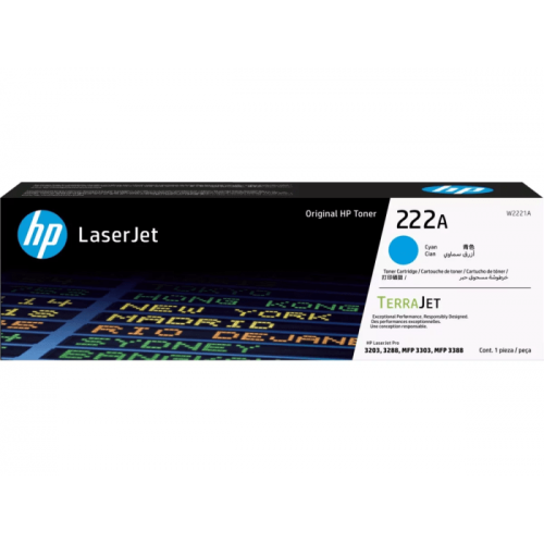 Лазерный картридж HP W2221A голубой 222A для HP LJ3303/LJ3203 (1200 стр)