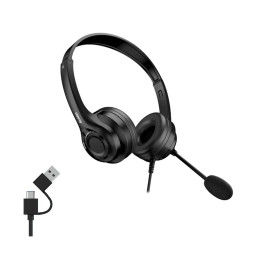 Гарнитура, Genius, HS-235U AI, Регулируемое оголовье, USB-A, USB-C, 32 , Микрофон, 20 Гц – 20 кГц, Регулировка громкости, Длина кабеля 2.4 м, Черный