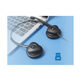 Гарнитура, Fanvil, HT302U, проводная, кожаные амбушюры, USB-A, стерео, шумоподавление