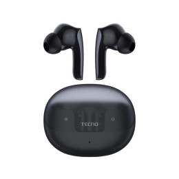 Беспроводные наушники, TECNO, Sonic 2, SC02, 20 Гц - 20000 Гц, вес 50 г, 45 мАч (один наушник), 800 мАч (кейс), Bluetooth 5.4, (Black) Черный
