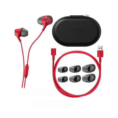 Наушники с микрофоном, HyperX, BN7S2AA, Cloud Earbuds III S Red, MEMS-микрофон, Динамики 14,3 мм, 4 размера силиконовых амбушюр, USB Type-C, Виртуальный объемный звук, Пульт управления, Жесткий чехол, Красный
