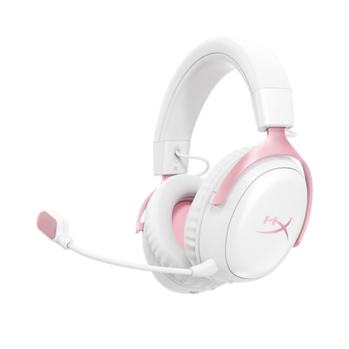 Гарнитура, HyperX, DG0R2AA, Cloud III S Wireless, Микрофон съёмный гибкий, Динамики 53 мм, 64 Ом, 20-20000 гц, Беспроводные, Бело-розовый