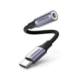 Кабель Ugreen AV161 USB Type C - 3.5mm аудио, оплетка, 0.1M, Space Gray, 80154