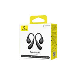 Наушники, Baseus, (A0102E02), Bass BF1 Lite, Open-Ear True Wireless Earbuds, Bluetooth 6.0, Открытая конструкция, Динамики 12 мм, Технология SuperBass, Пространственное звучание, 2 микрофона AI ENC для звонков, Сенсорное управление, Защита IP55, До 43 час