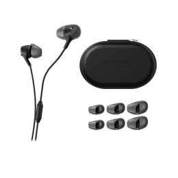 Наушники с микрофоном, HyperX, BN7R9AA, Cloud Earbuds III Black, Всенаправленный микрофон, Встроенный пульт управления громкостью и микрофоном, Динамики 14 мм, 4 размера силиконовых амбушюр, Разъем 3.5 мм Mini Jack, Жесткий защитный чехол, Чёрный