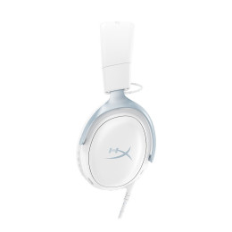 Гарнитура, HyperX, DF7F0AA, Cloud III - Gaming Headset (White-Blue), Микрофон съёмный гибкий, Динамики 53 мм, 150 мВт, 15-25000 гц, Блок управления звуком USB удлинитель, Бело-синий