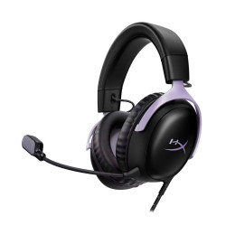 Гарнитура, HyperX, DF7F0AA, Cloud III - Gaming Headset (Lavender), Микрофон съёмный гибкий, Динамики 53 мм, 150 мВт, 15-25000 гц, Блок управления звуком USB удлинитель, Фиолетовый