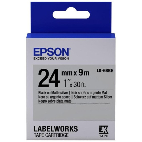 Лента Epson C53S656009 Label Cartridge Matte LK-6SBE Black/Matt Silver 24mm (9m)