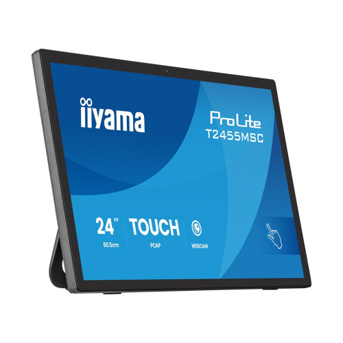 Монитор, iiyama, ProLite T2455MSC-B2, TOUCH, 23.8", 1920x1080, IPS, 120 Гц, HDMI*1, DP*1, DVI, Mini jack*1, 350кд/м2, 1000:1, 4мс, Регулировка наклона/поворота/высоты/вращения, 100x100, 178/178, 16:9, 16.7, Черный