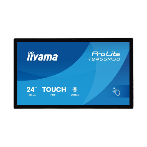 Монитор, iiyama, ProLite T2455MSC-B2, TOUCH, 23.8", 1920x1080, IPS, 120 Гц, HDMI*1, DP*1, DVI, Mini jack*1, 350кд/м2, 1000:1, 4мс, Регулировка наклона/поворота/высоты/вращения, 100x100, 178/178, 16:9, 16.7, Черный