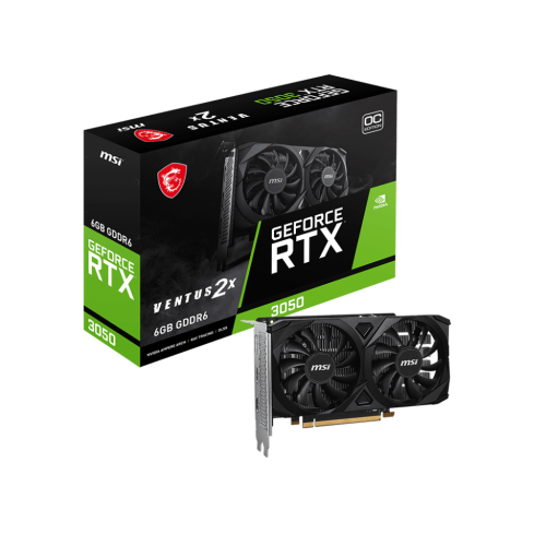 Видеокарта MSI GeForce RTX 3050 VENTUS 2X E 6G OC, 6G GDDR6 96-bit Gen4x16 2xHDMI DP