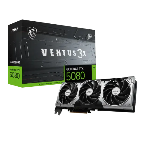 Видеокарта MSI GeForce RTX 5080 16G VENTUS 3X OC, 16G GDDR7, 256bit 1xHDMI 3xDP (G5080-16V3C)