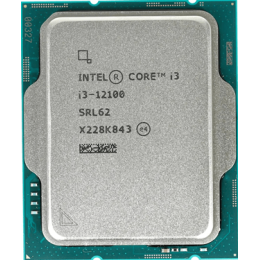 Процессор Intel Core i3-12100 Base 3,3GHz(EC), Performance 4,3GHz(PC), Max Turbo 4,3GHz, Cache 12Mb, 4/8 Adler Lake, UHD-графика Intel® 730, Base TDP 60W, Turbo TDP 89W, FCLGA1700 w/o cooler, OEM, CM8071504651012