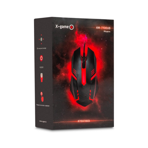 Компьютерная мышь, XG, XM-770OUB, Оптическая,1000dpi, USB, Длина кабеля 1,35 метра, Подсветка, Чёрный