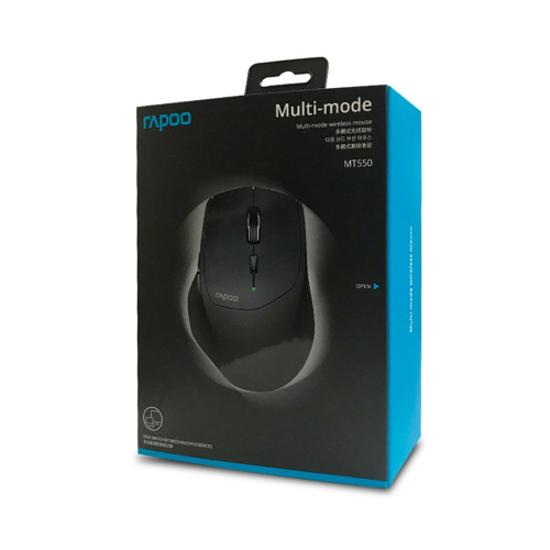 Компьютерная мышь, Rapoo, MT550L, 1600dpi, Bluetooth 3.0/4.0, Беспроводной 2.4 ГГц, Эффективная дистанция 10 м., Батарейки в комплекте, 2 x AA, 7 х 10 х 4 см, Черный