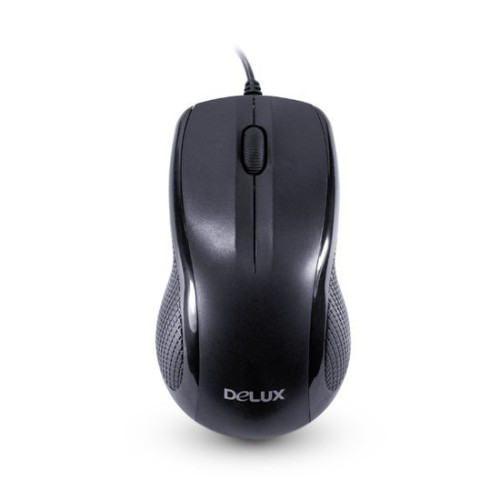Компьютерная мышь, Delux, DLM-388OUB, 3D, Оптическая, 800dpi, USB, Длина кабеля 1,6 метра, Размер: 115,5*39,1*65,3мм., Чёрный