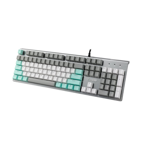 Клавиатура, Rapoo, V530, Игровая, USB, Кол-во стандартных клавиш 104, Длина кабеля 1,8 метра, Механический, Алюминий, Влагозащита, Оптический чувствительный переключатель, RGB, Анг/Рус, Черный