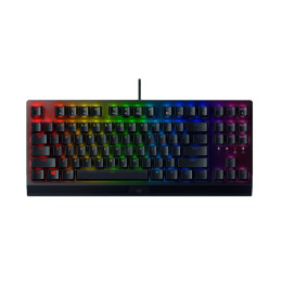 Клавиатура, Razer, BlackWidow V3 Tenkeyless, RZ03-03490700-R3R1, Игровая, Компактная, Механические переключатели Razer Green, Подсветка клавиш 16.8 млн цветов, Программируемые клавиши, USB, Размер: 154*366*30 мм., Анг/Рус, Чехол, Чёрный
