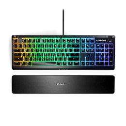 Клавиатура, Steelseries, Apex 3 US, 64795 Игровая, Мембранные клавиши, IP32, USB, Подсветка RGB, Размер: 444.72*151.62*39.69 мм., Анг/Рус, Чёрный
