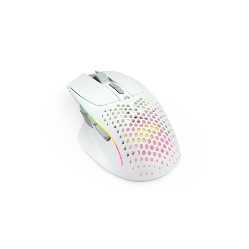 Компьютерная мышь, Glorious, Model I 2 Wireless, GLO-MS-IWV2-MW, Игровая, Оптическая, Беспроводная, 2.4 Ghz, Bluetooth 5.2 LE, Glorious BAMF 2.0 Sensor, 26000 DPI, 650 IPS, 50G, 1000 Hz, RGB, 9 кнопок, Длина провода 2м, Матовый белый