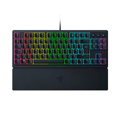 Клавиатура, Razer, Ornata V3 Tenkeyless - Russian Layout, RZ03-04881600-R3R1, Игровая, Комбинированные мембранные + механические, Программируемые клавиши, 10 Зон освещения Razer Chroma ™ RGB, Подставка для запястий, USB, Размер: 463*224*32.5 мм., Рус, Чёр