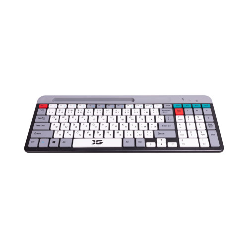Клавиатура, XG, XK-550OGB, Ультра-тонкая, Беспроводная 2.4ГГц, Bluetooth 5.0, Кол-во стандартных клавиш 104, Анг/Рус/Каз, Серый