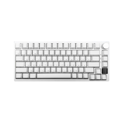 Клавиатура, Ajazz, AK820/PRO/Gift/PWB, AK820 PRO, Игровая, Механическая, 75%, Gift Switches, USB, 2,4 ГГц, Bluetooth, Подсветка RGB, Размер: 327 x 136 x 40 мм., Анг/Рус, Белый