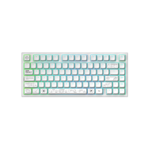 Клавиатура, Dark Project, DPKB_NOVA_81_ANSI_WHITE_UA, ALU81A Terra Nova, Игровая, Механическая, 75%, g3ms Moonstone switches, USB, 2,4 ГГц, Bluetooth, Подсветка RGB, Размер: 324 x 140 x 36 мм., Анг/Рус, Белый
