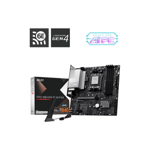 Материнская плата MSI PRO B840M-P WIFI6E AM5 4xDDR5 4xSATA3 RAID 2xM.2 HDMI Type-C mATX